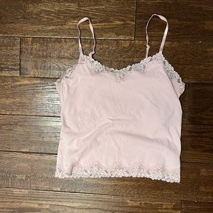 Baby Pink Lace Tank Top with Sequin Embellishments